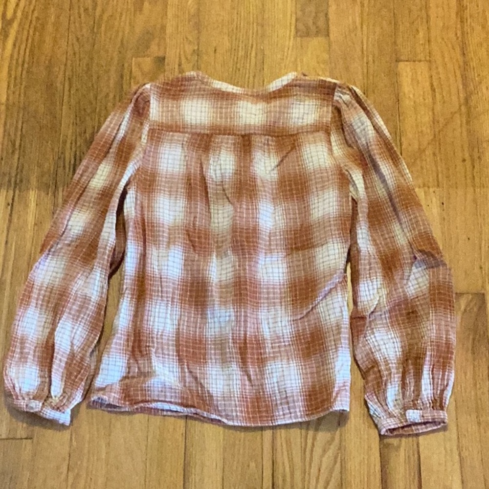 Universal Thread Rust Colored button front plaid cotton gauze shirt size xsmall - Picture 6 of 10